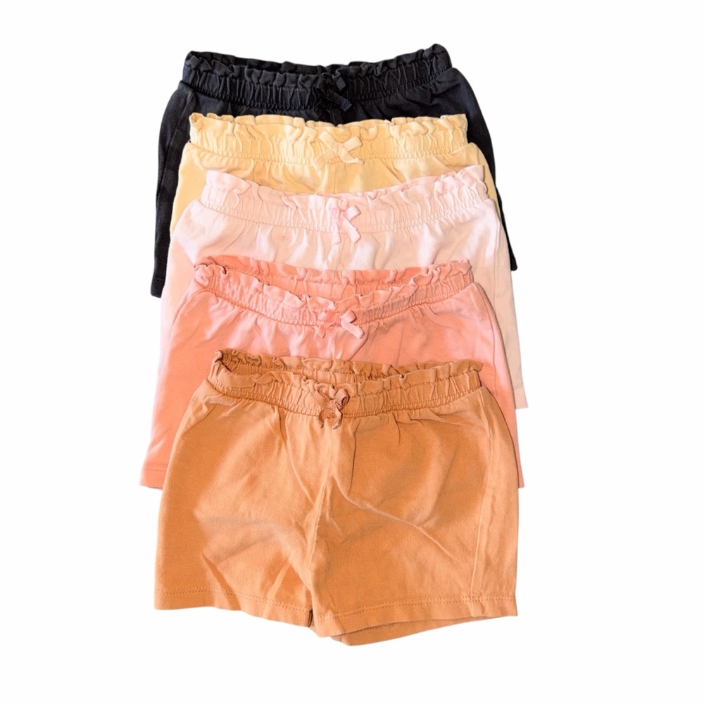 M Kids Ruffled Shorts Bundle of 5 - Black, Yellow, Pink, Tan,